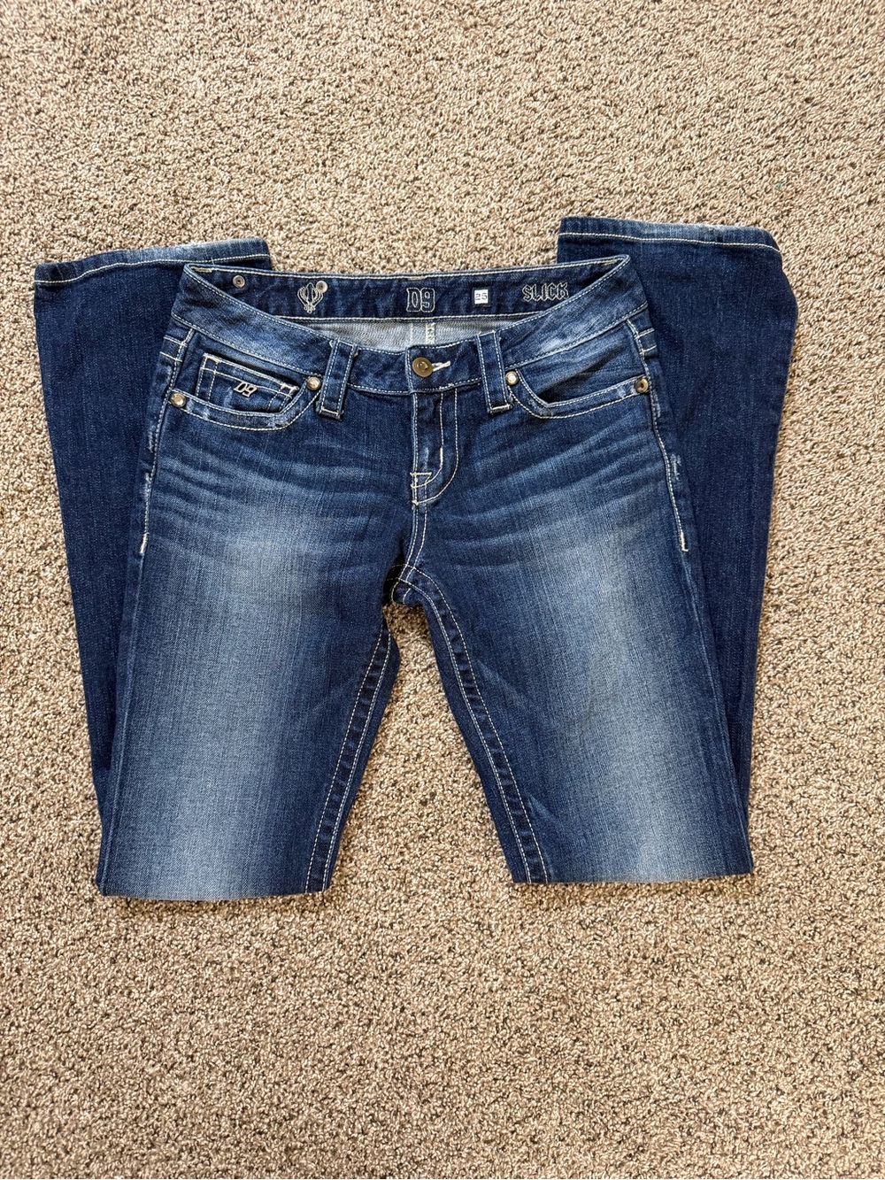 Women’s Dark Blue Bootcut Jeans with Subtle Fading